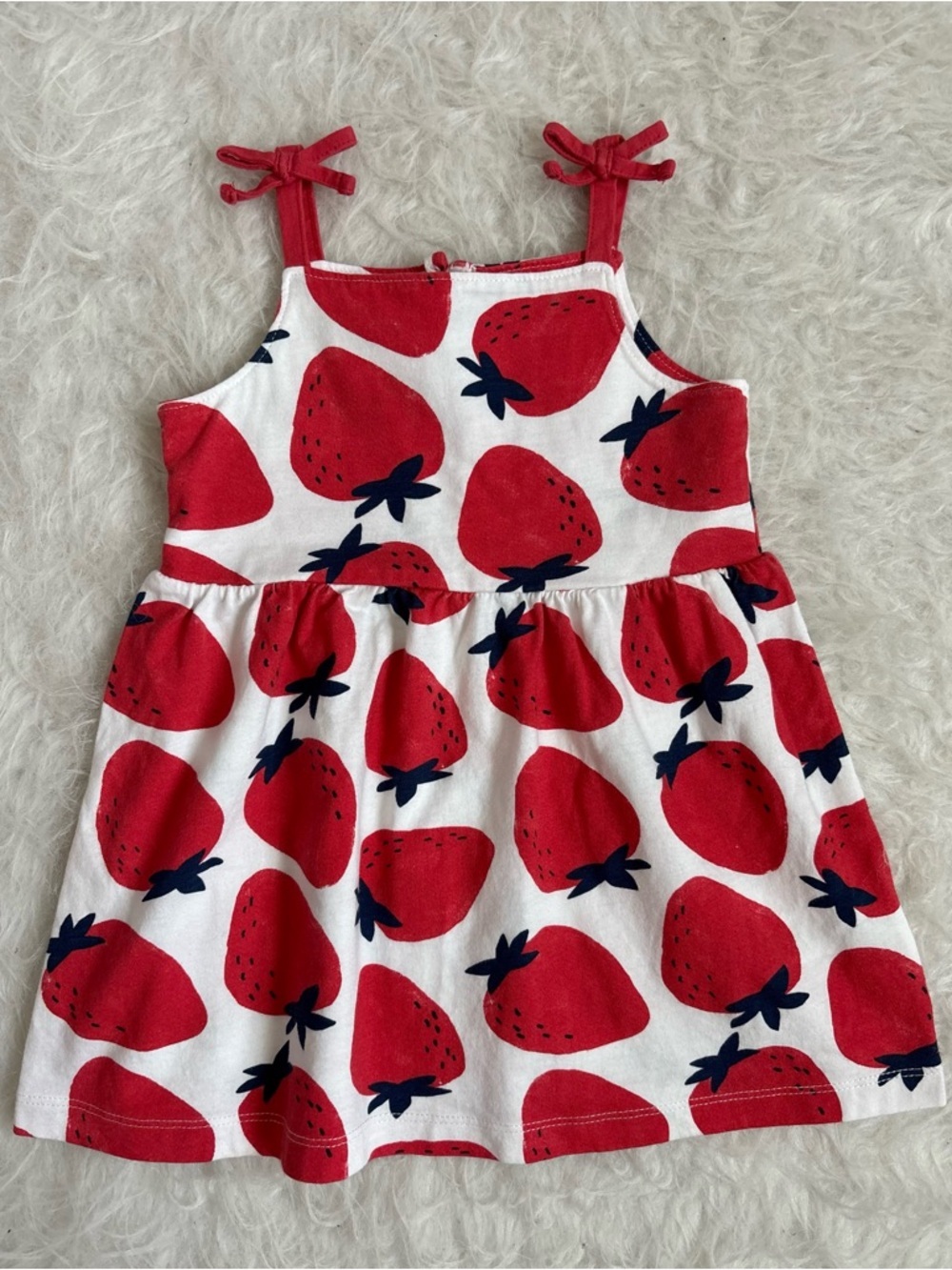 Carter's Baby Girl Festive White Sundress with Red Strawberry Print